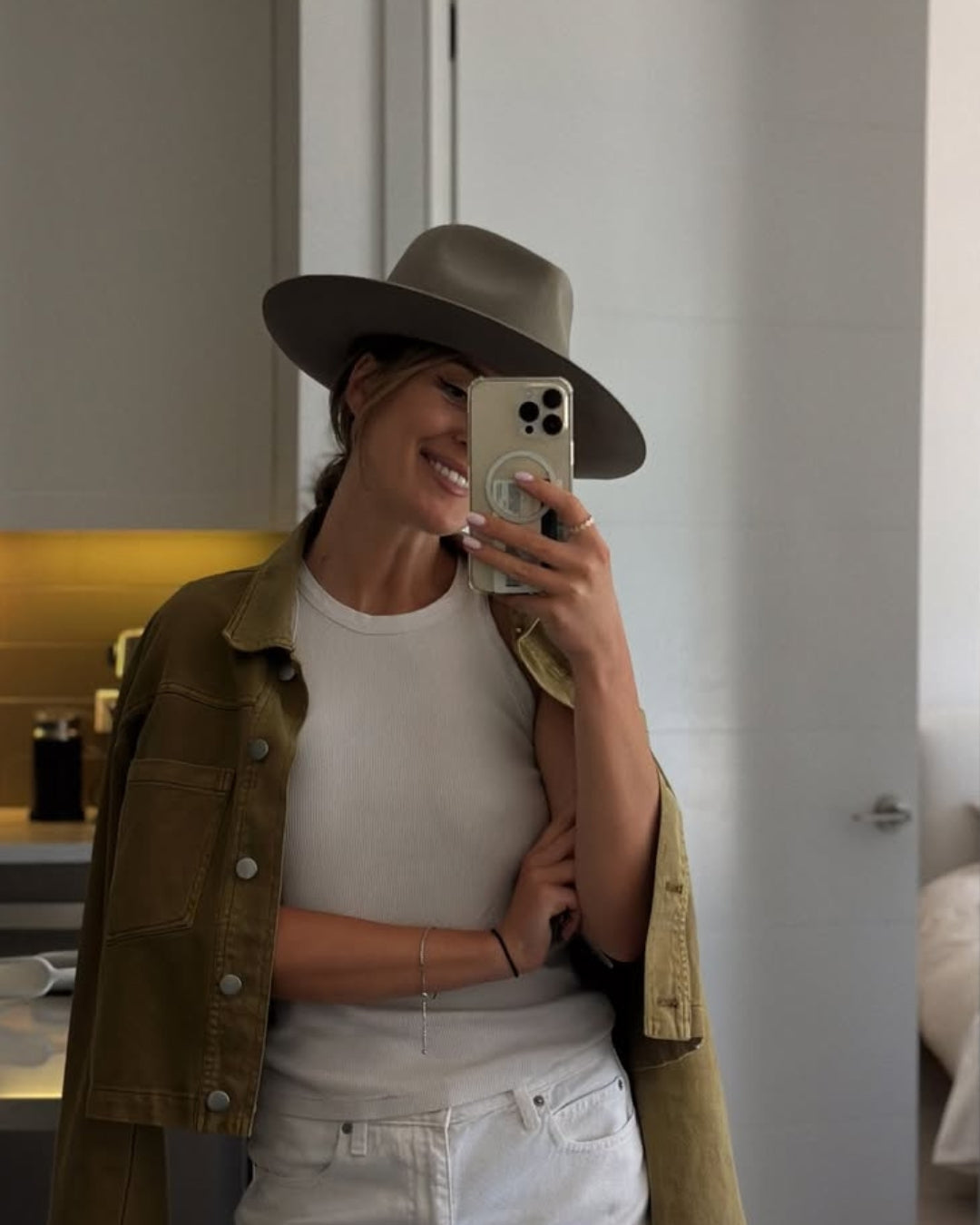 Halo Wide Brim Fedora Hat Beige