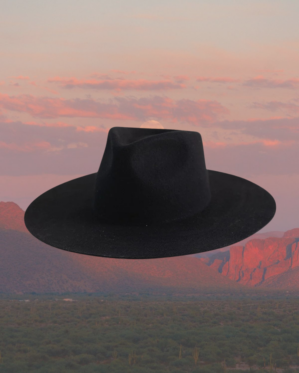 Halo Wide Brim Fedora Hat Black