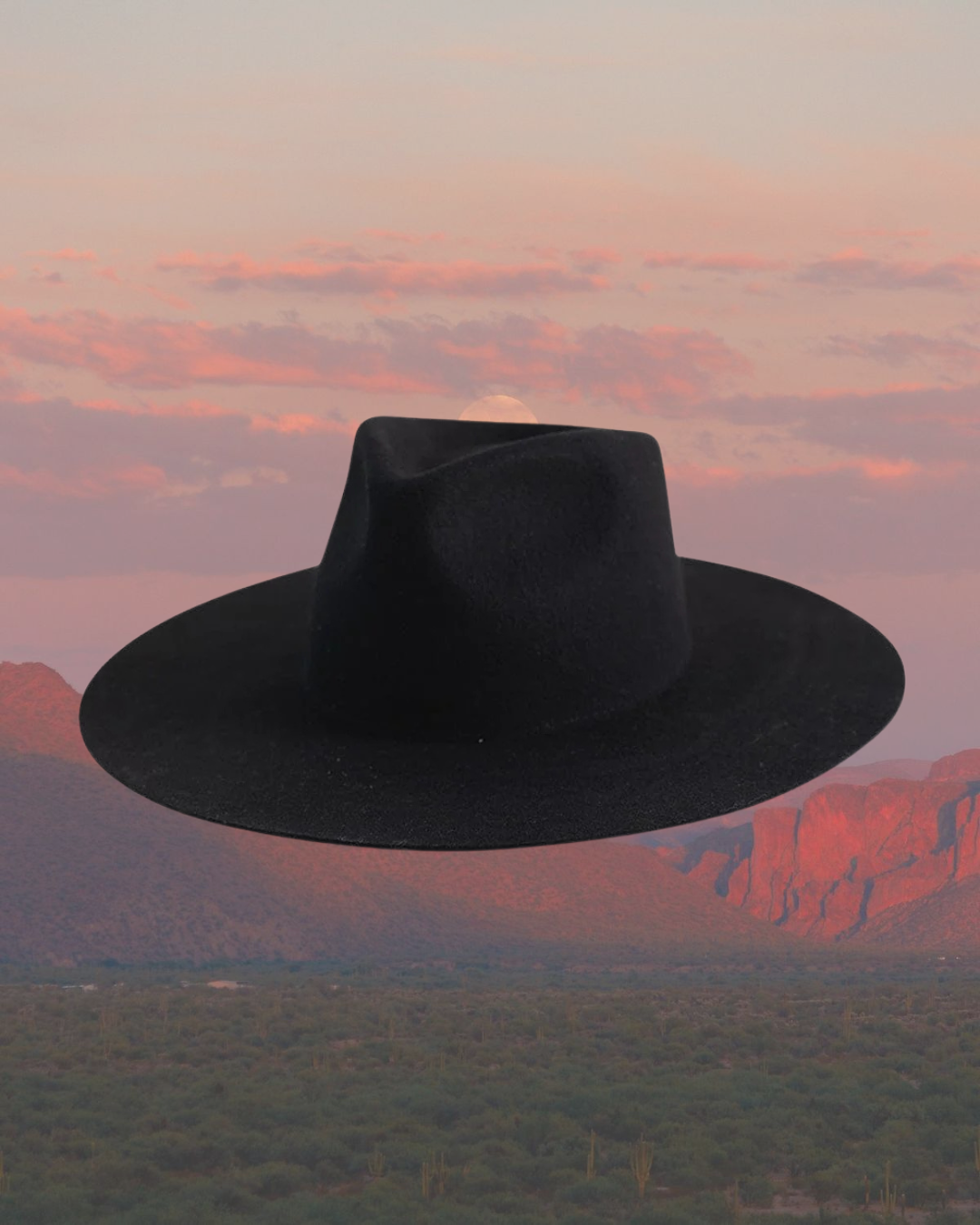 Halo Wide Brim Fedora Hat Black