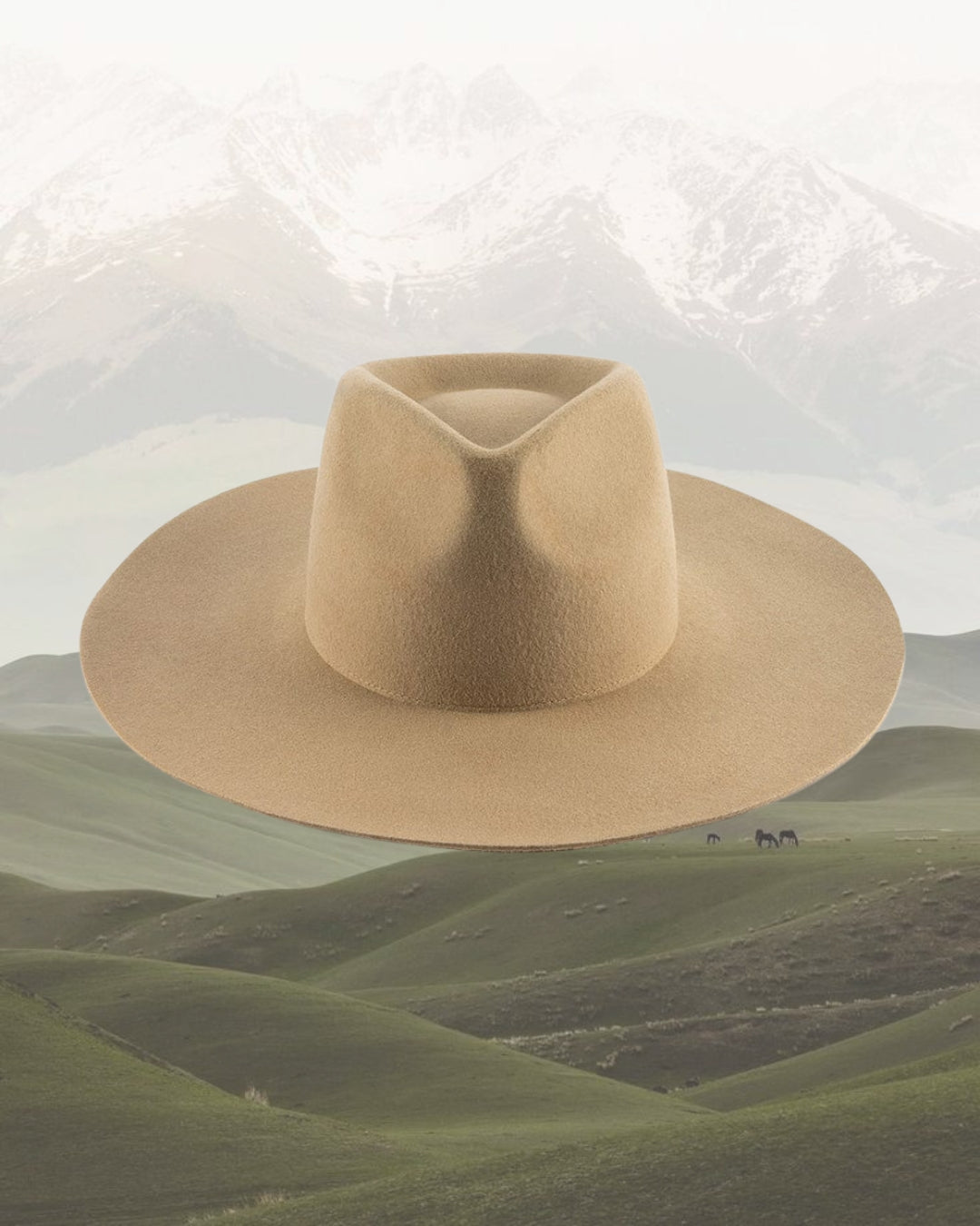 Halo Wide Brim Fedora Hat Beige