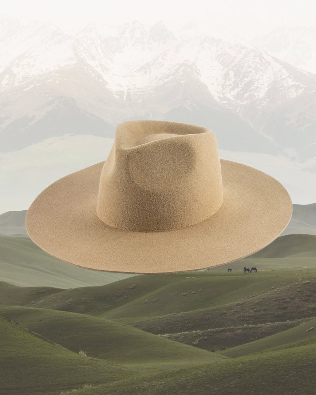 Halo Wide Brim Fedora Hat Beige