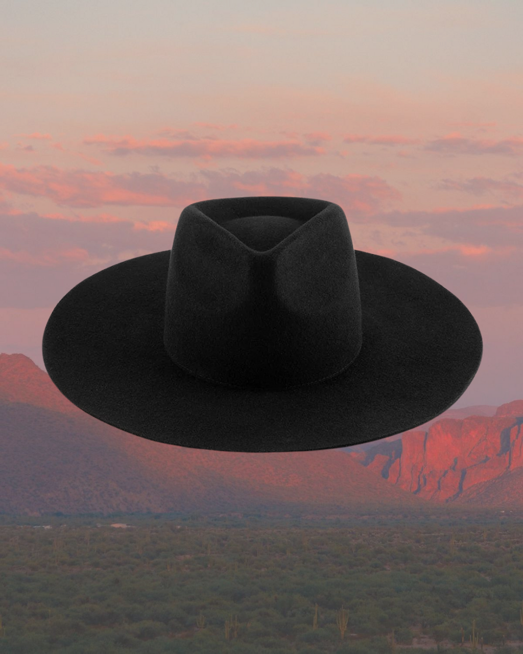 Halo Wide Brim Fedora Hat Black