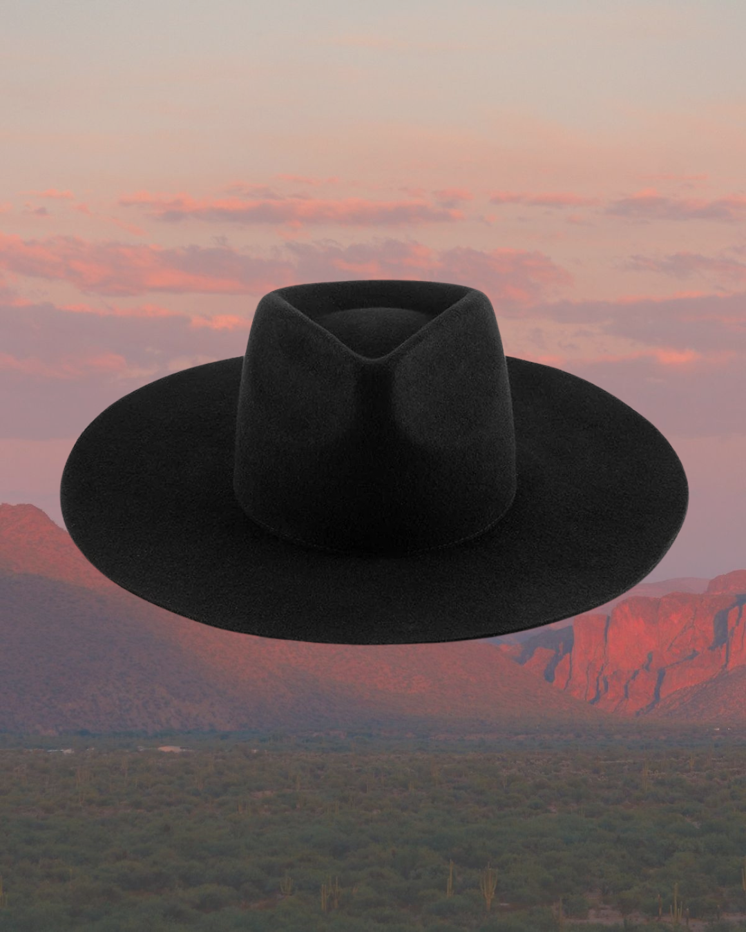 Halo Wide Brim Fedora Hat Black