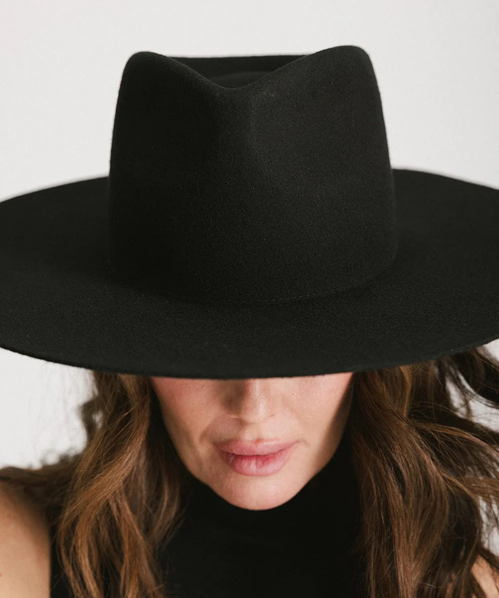Halo Wide Brim Fedora Hat Black